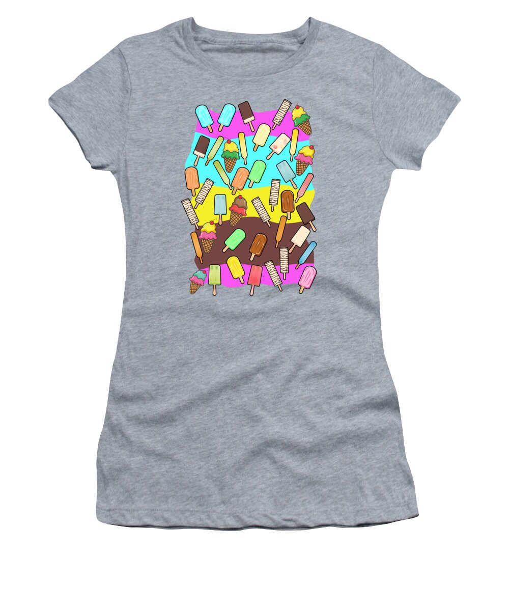 Ice Cream  Women's T-Shirt featuring the mixed media Ice Cream Treats Illustration by Gravityx9 Designs