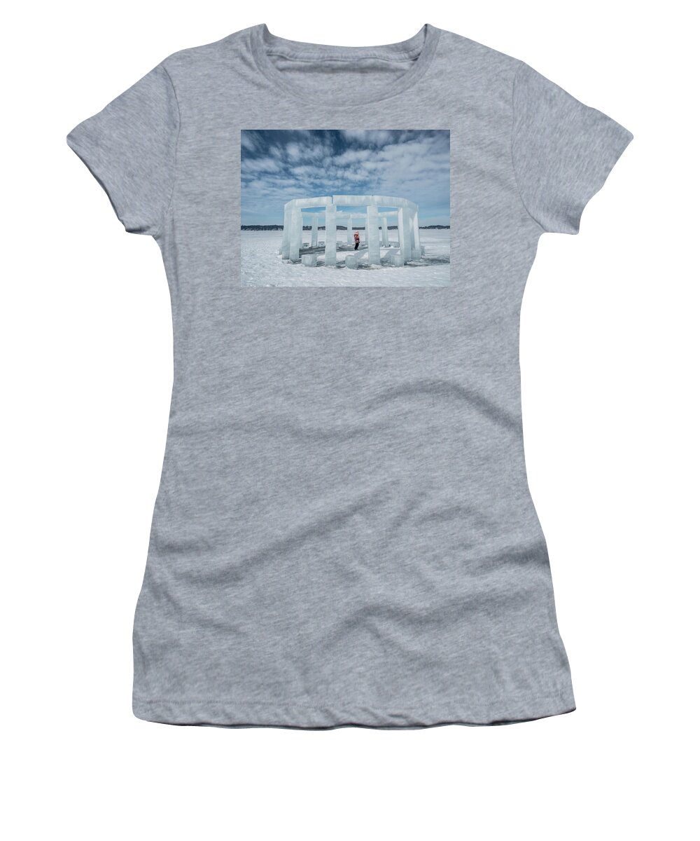 Lake Mills Women's T-Shirt featuring the photograph Icehenge by Kristine Hinrichs