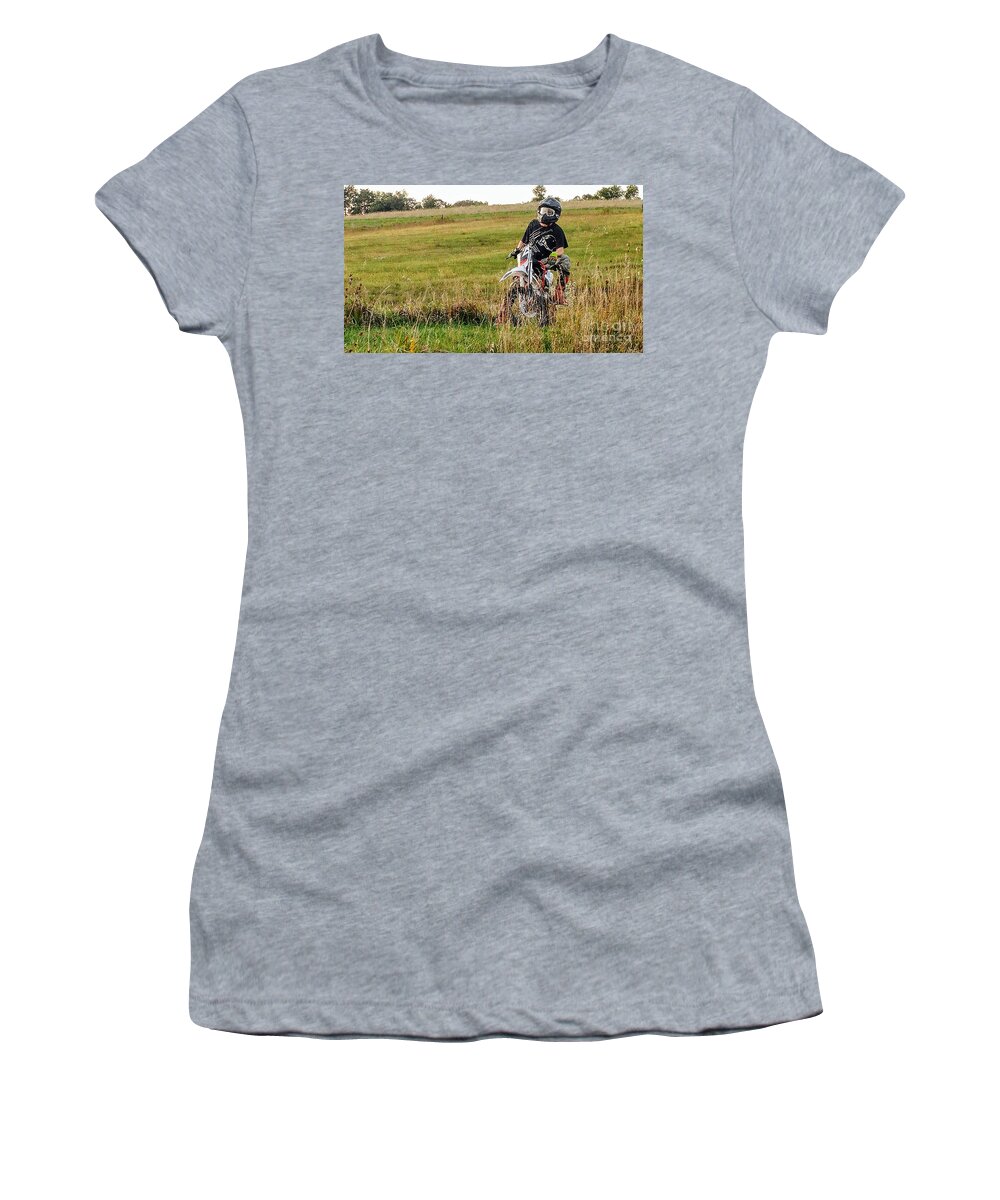 Dirt Bikes Women's T-Shirt featuring the photograph Idle Time by J L Zarek