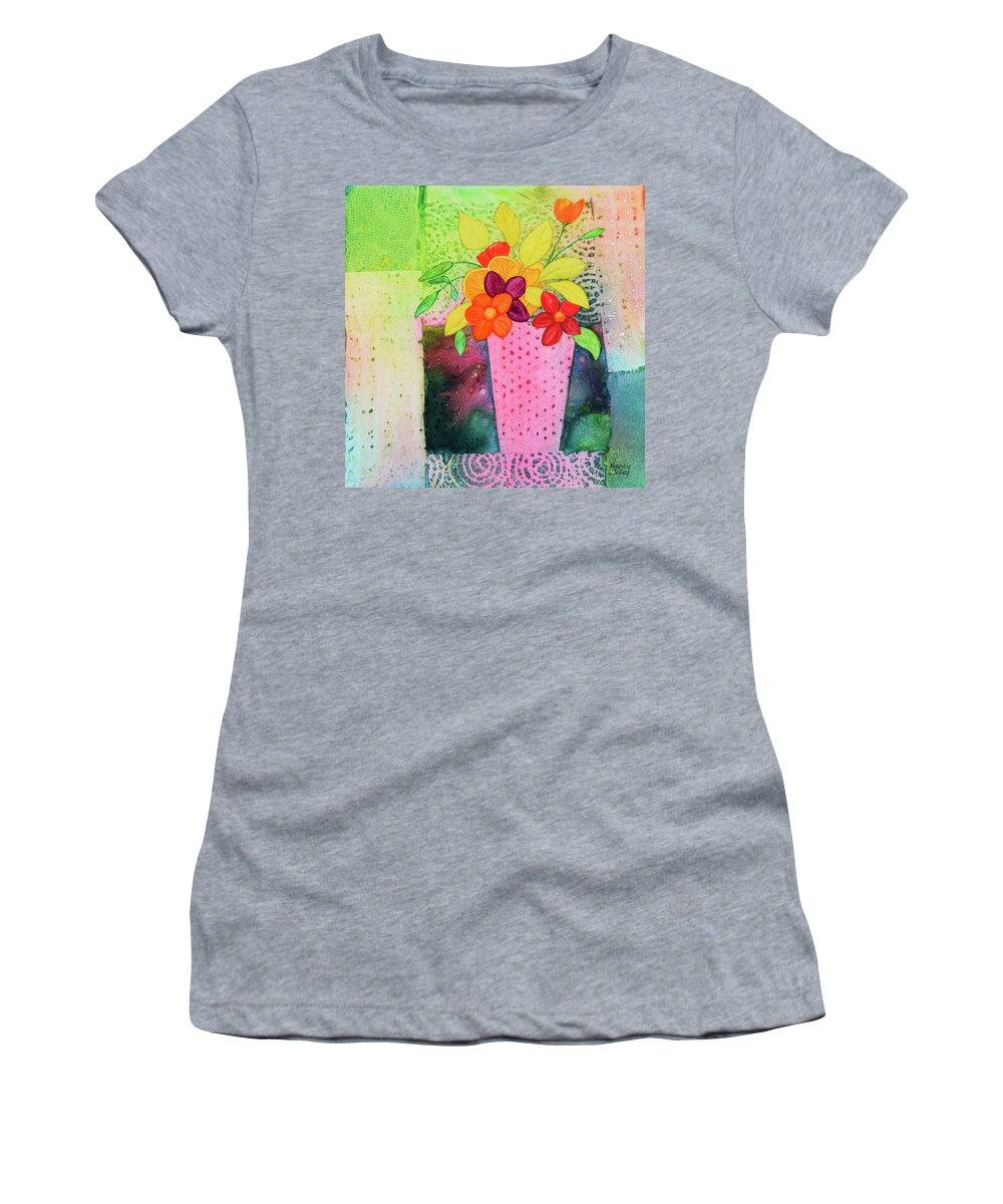 Flowers Women's T-Shirt featuring the painting Imagining Spring by Nancy Jolley