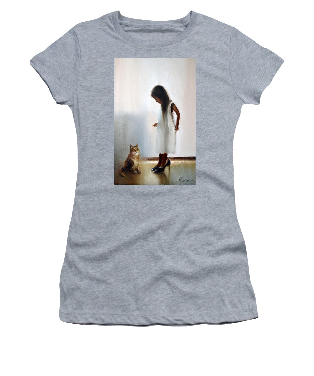 Russian Artists New Wave Women's T-Shirt featuring the painting In the Big Mammy's Shoes by Igor Medvedev