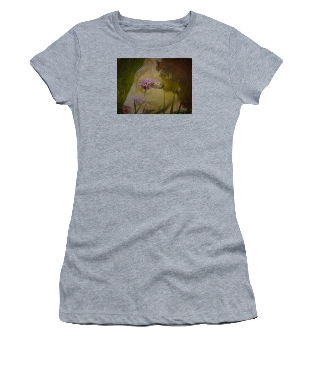 Head Women's T-Shirt featuring the photograph In the head of a Cow by Leif Sohlman