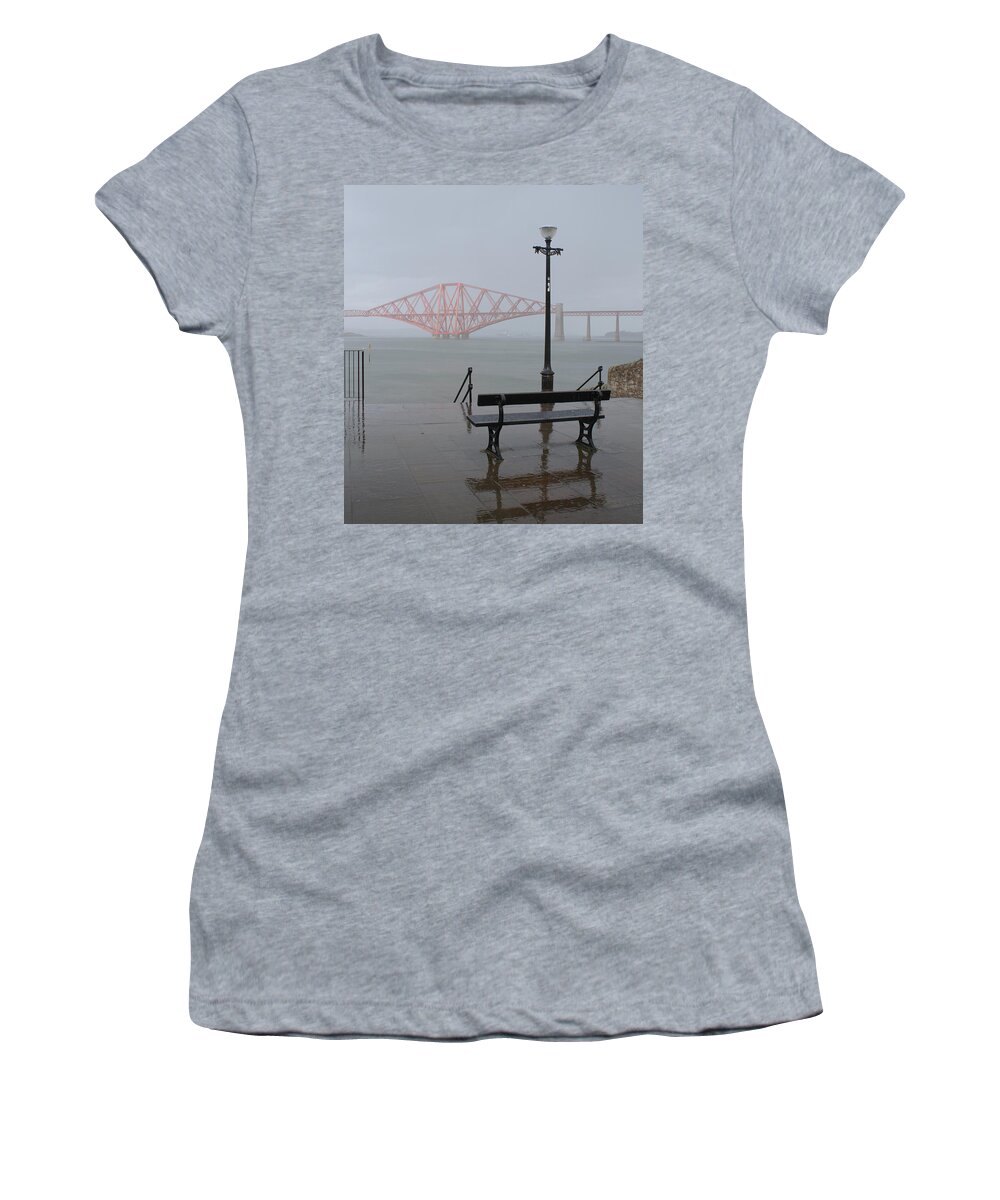 Forth Rail Bridge Women's T-Shirt featuring the photograph In the rain by Elena Perelman