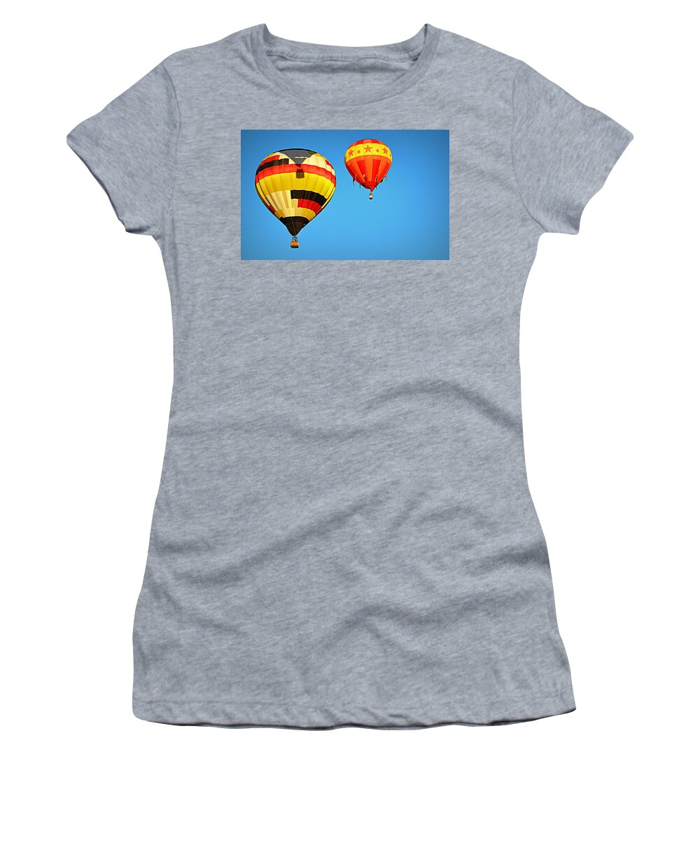 Hot Air Balloon Women's T-Shirt featuring the photograph In the Shadow by AJ Schibig