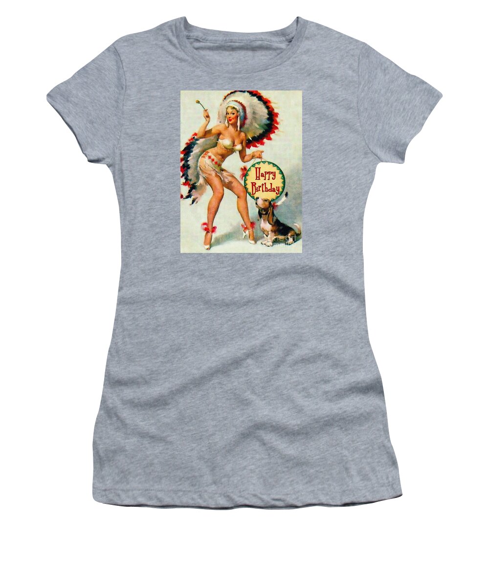 Indian Girl Women's T-Shirt featuring the painting Indian Girl - Birthday Celebration by Ian Gledhill