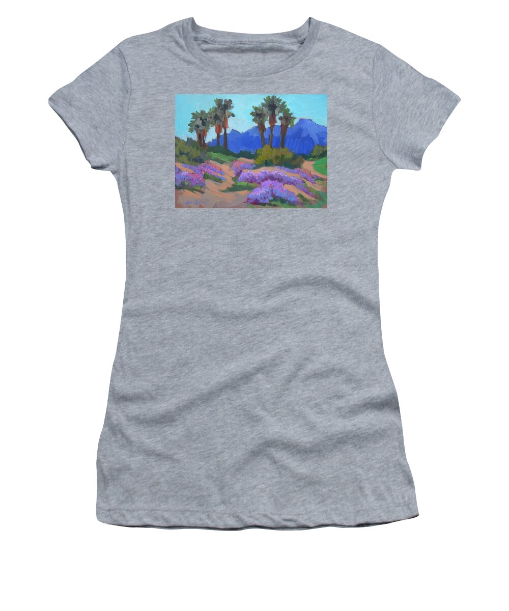 Desert Women's T-Shirt featuring the painting Indian Wells Verbena by Diane McClary