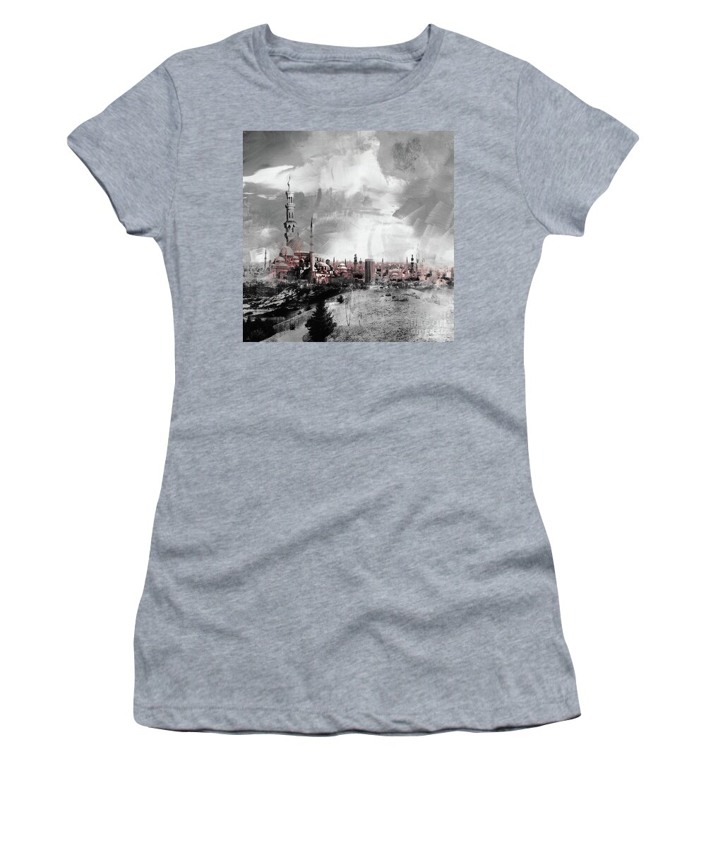 Buildings Women's T-Shirt featuring the painting Indonesian Landscape 02a by Gull G