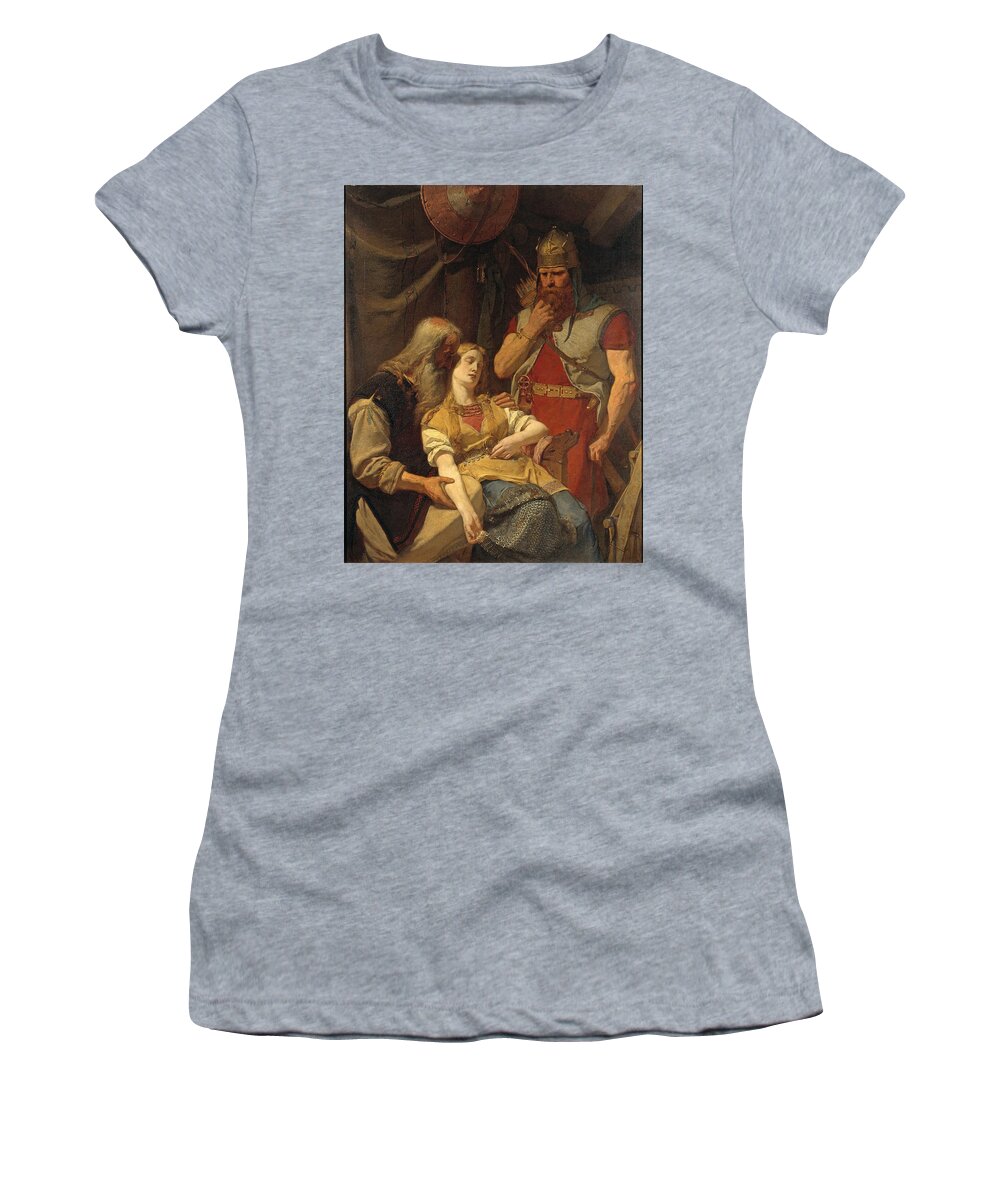 August Malmstrom Women's T-Shirt featuring the painting Ingeborg Receiving News of Hjalmar's Death from Orvar Odd by August Malmstrom