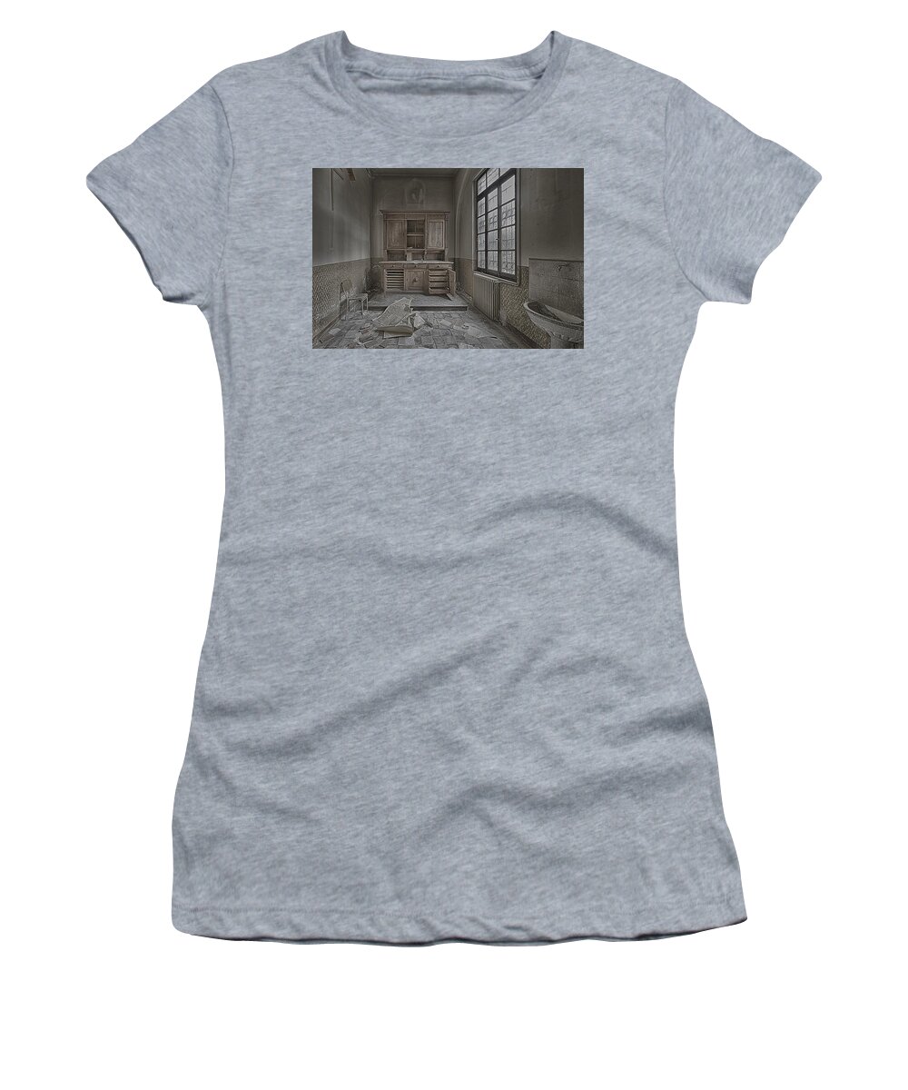 Seminario Abbandonato Women's T-Shirt featuring the photograph INTERIOR FURNITURE ATMOSPHERE of Abandoned Places dig photo by Enrico Pelos