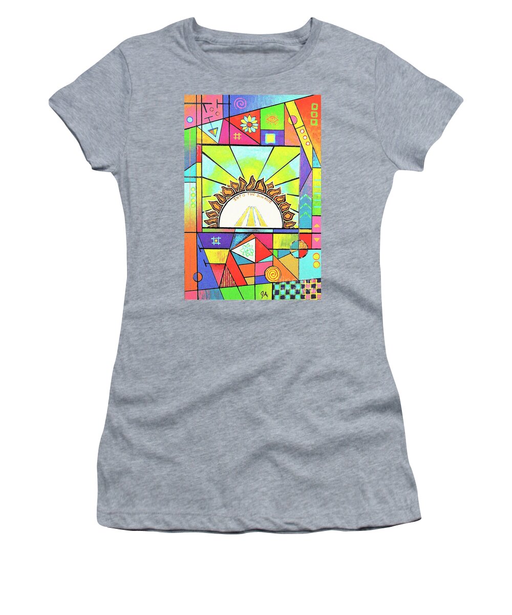 Into Women's T-Shirt featuring the painting Into The Sun by Jeremy Aiyadurai