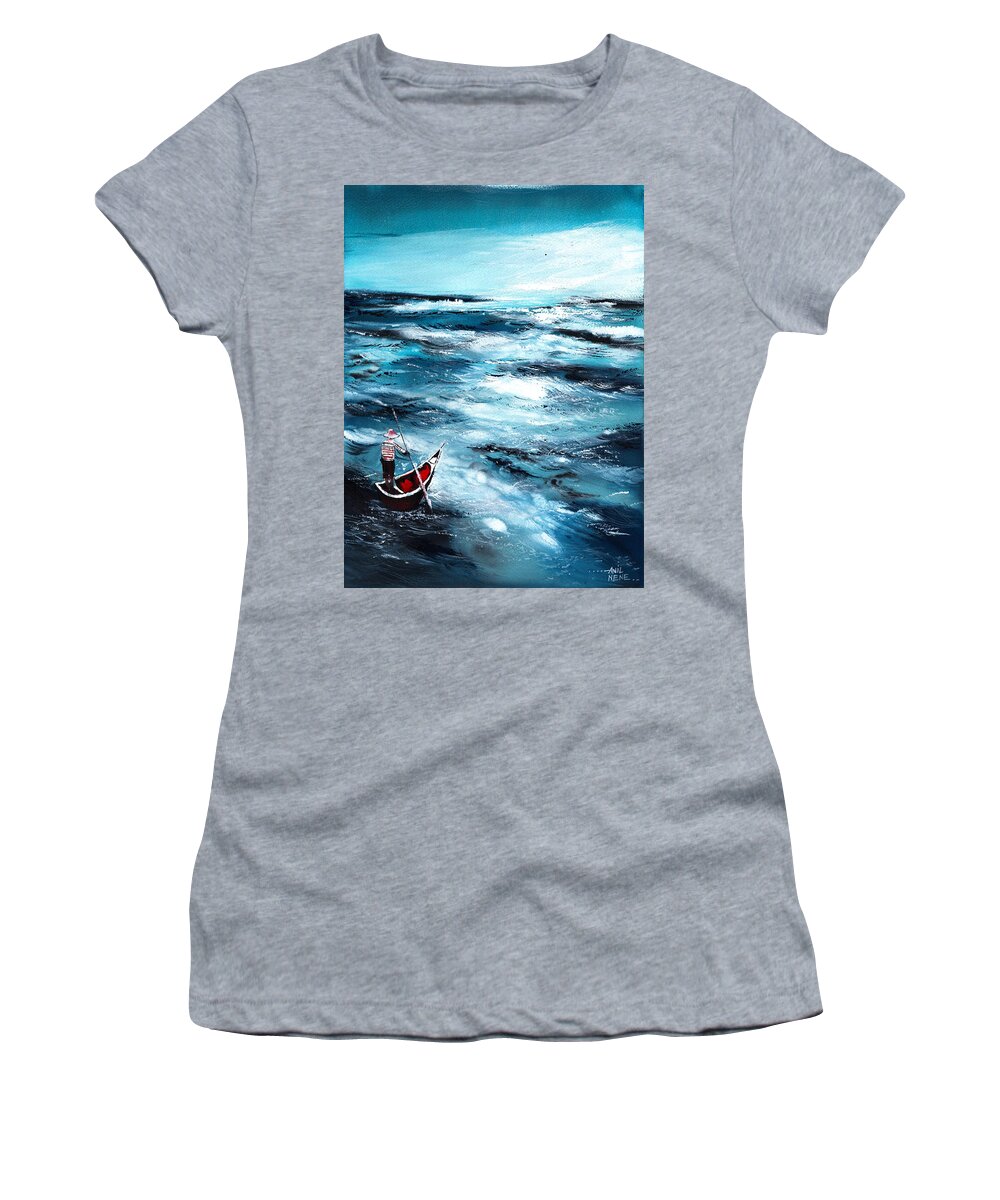 Nature Women's T-Shirt featuring the painting Into Unknown by Anil Nene
