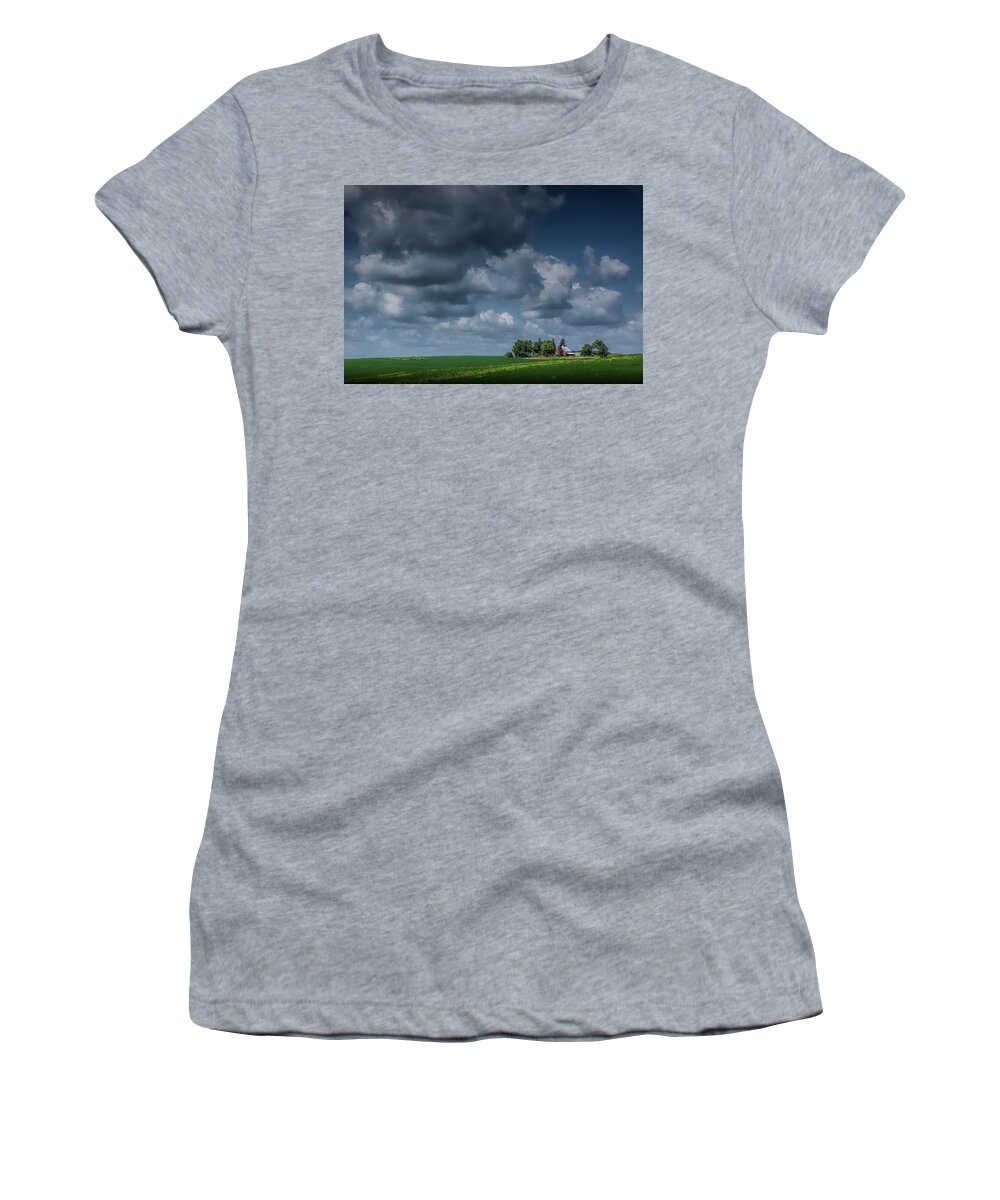 Iowa Women's T-Shirt featuring the photograph Iowa Farm beneath the Big Sky by Randall Nyhof
