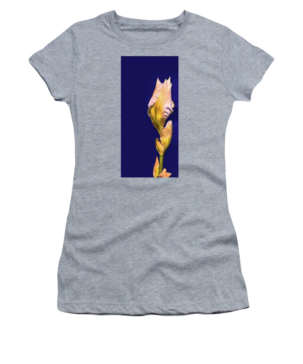 Yellow Women's T-Shirt featuring the photograph Iris beginning to bloom #g0 by Leif Sohlman