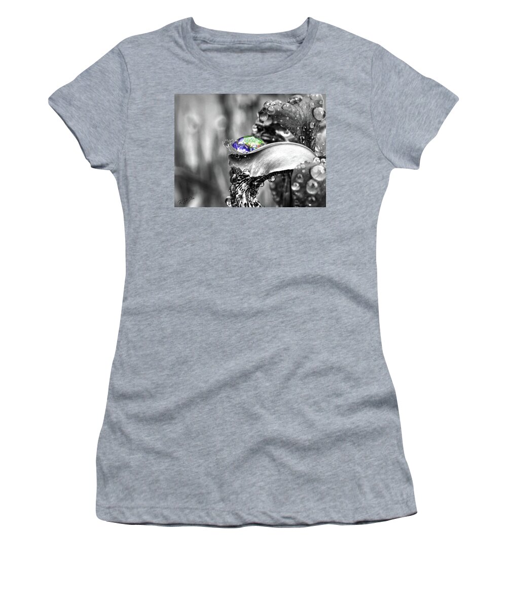 Iris Women's T-Shirt featuring the digital art Iris In Black And Color by Kathleen Illes