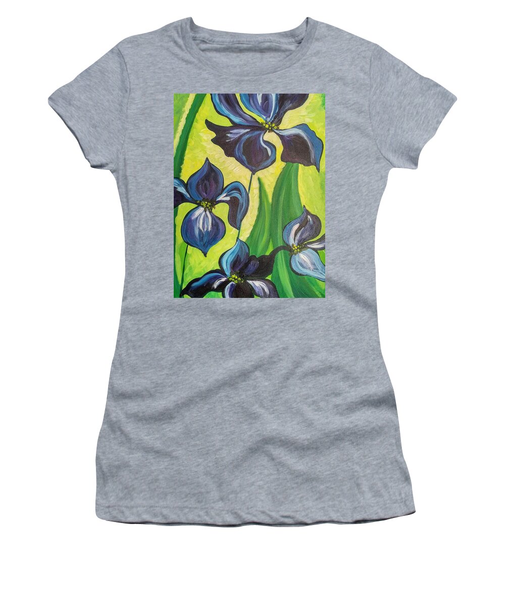 Flower Women's T-Shirt featuring the painting Iris in Spring by Lynne McQueen