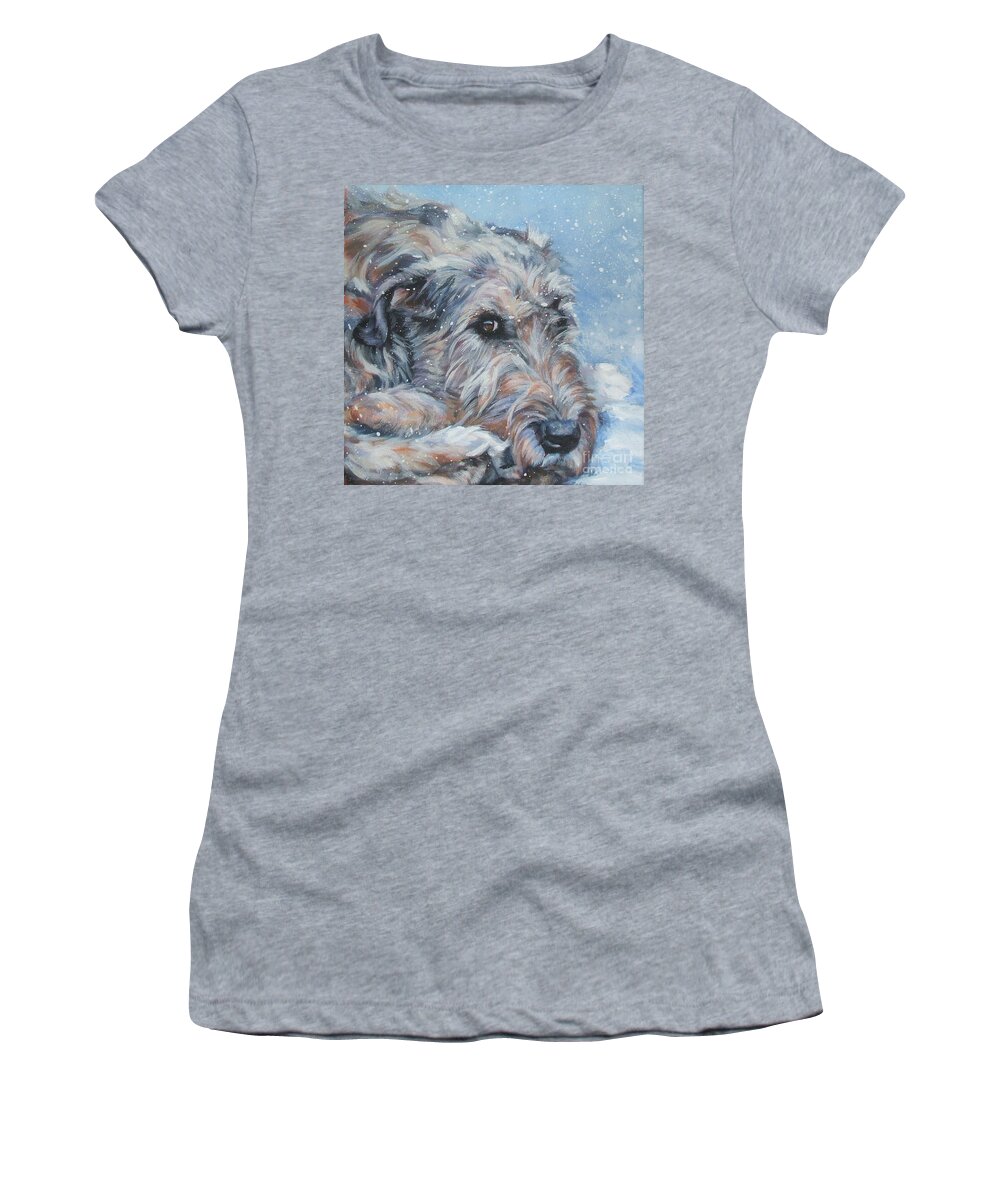 Irish Wolfhound Women's T-Shirt featuring the painting Irish Wolfhound resting by Lee Ann Shepard