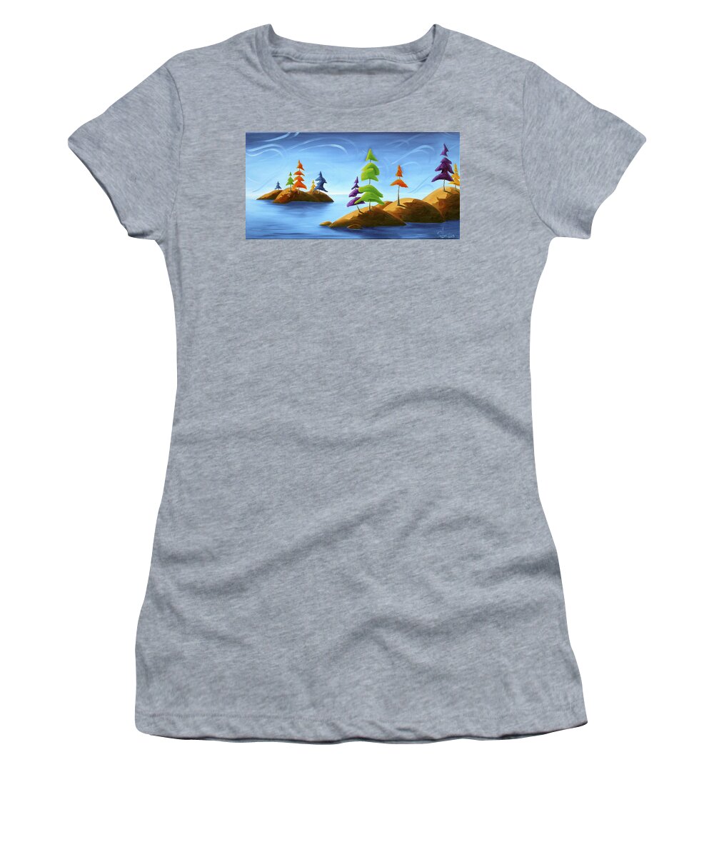 Landscape Women's T-Shirt featuring the painting Island Carnival by Richard Hoedl