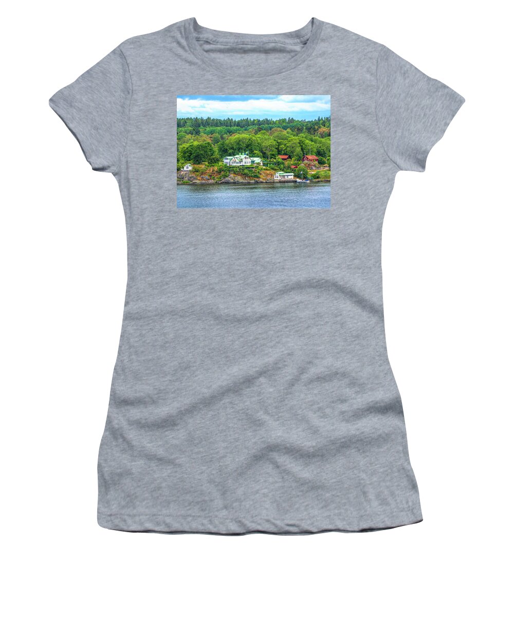 Stockholm; Sweden; Island; Scandinavia; Europe Women's T-Shirt featuring the photograph Island Living, Swedish Style by Mick Burkey