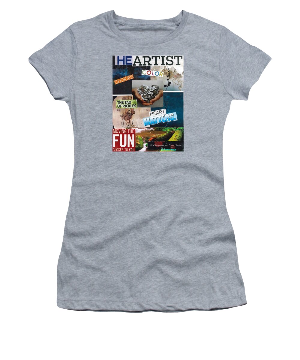 Collage Art Women's T-Shirt featuring the mixed media It's All About heART by Susan Schanerman