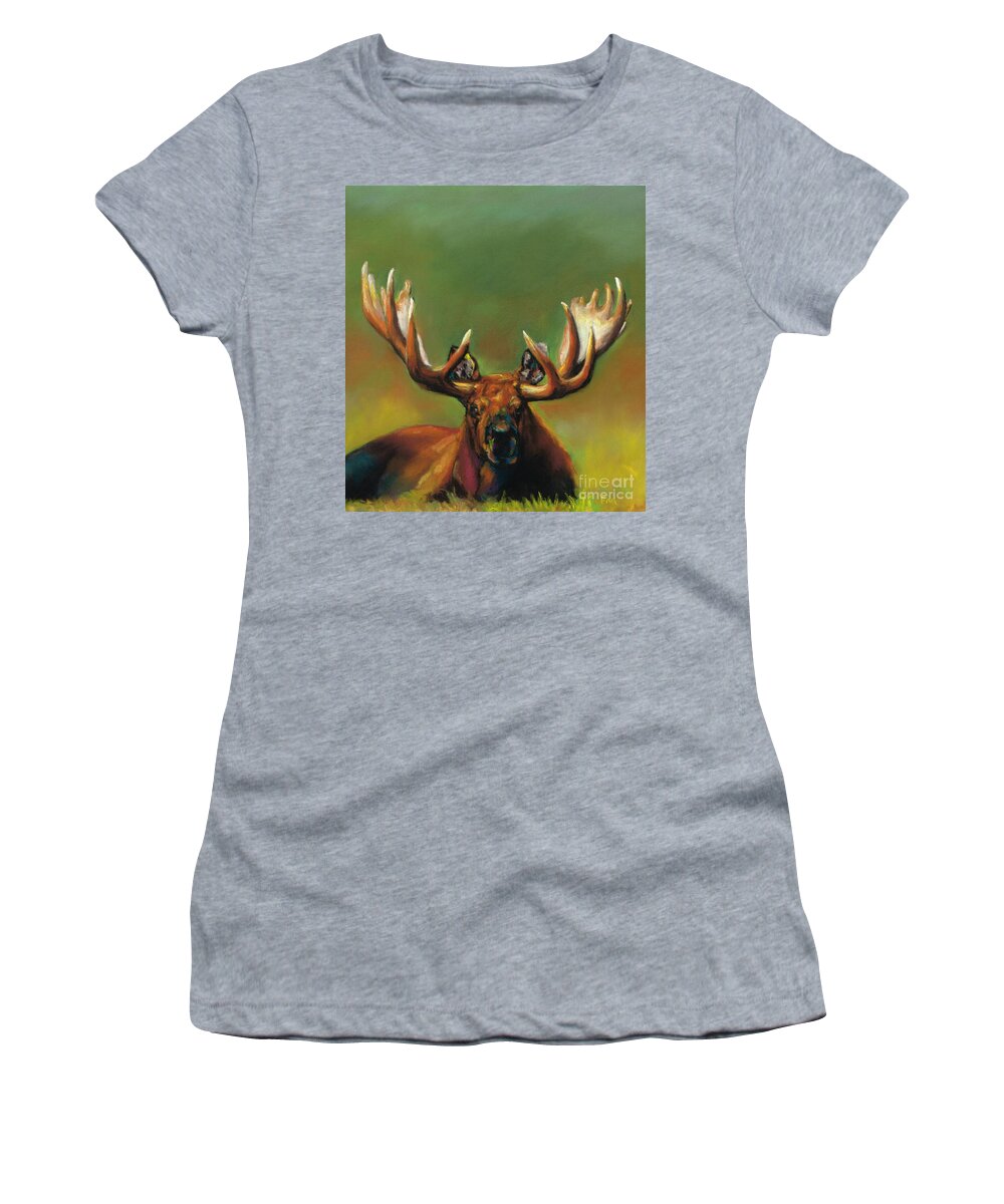 Moose Women's T-Shirt featuring the painting Its All About The Rack by Frances Marino