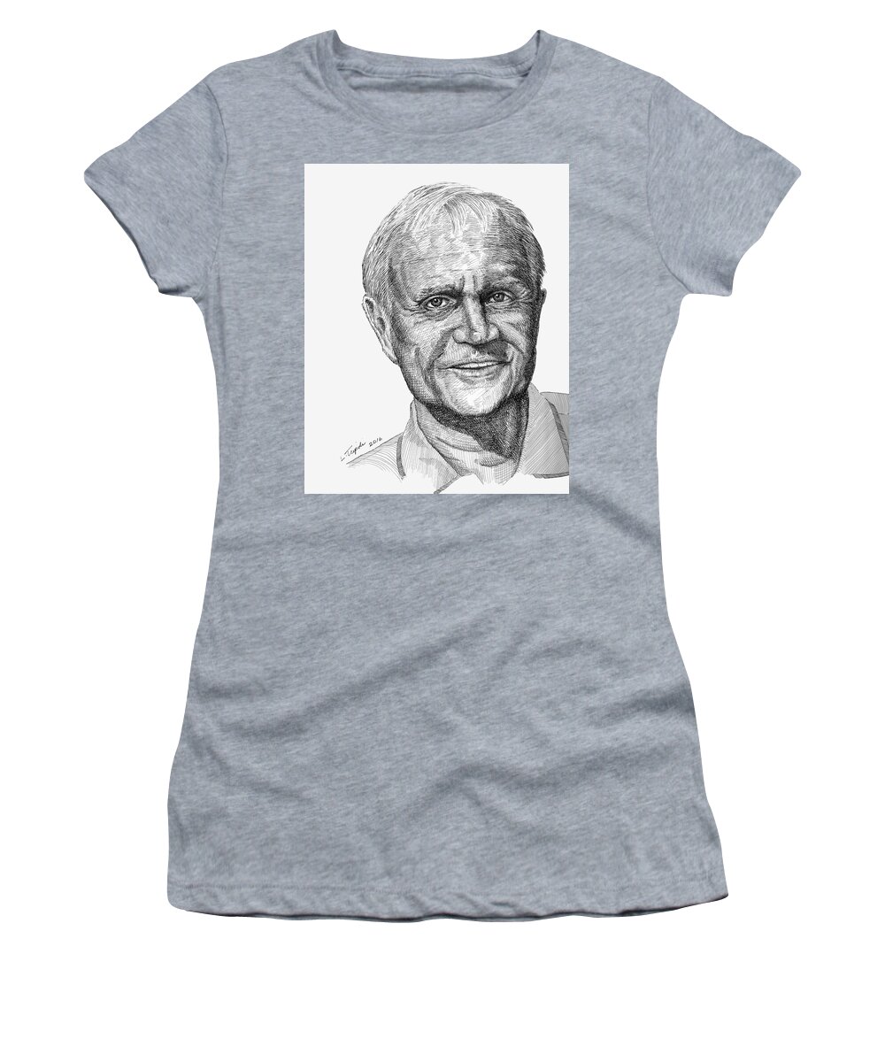 Portrait Women's T-Shirt featuring the drawing Jack Nicklaus by Lawrence Tripoli