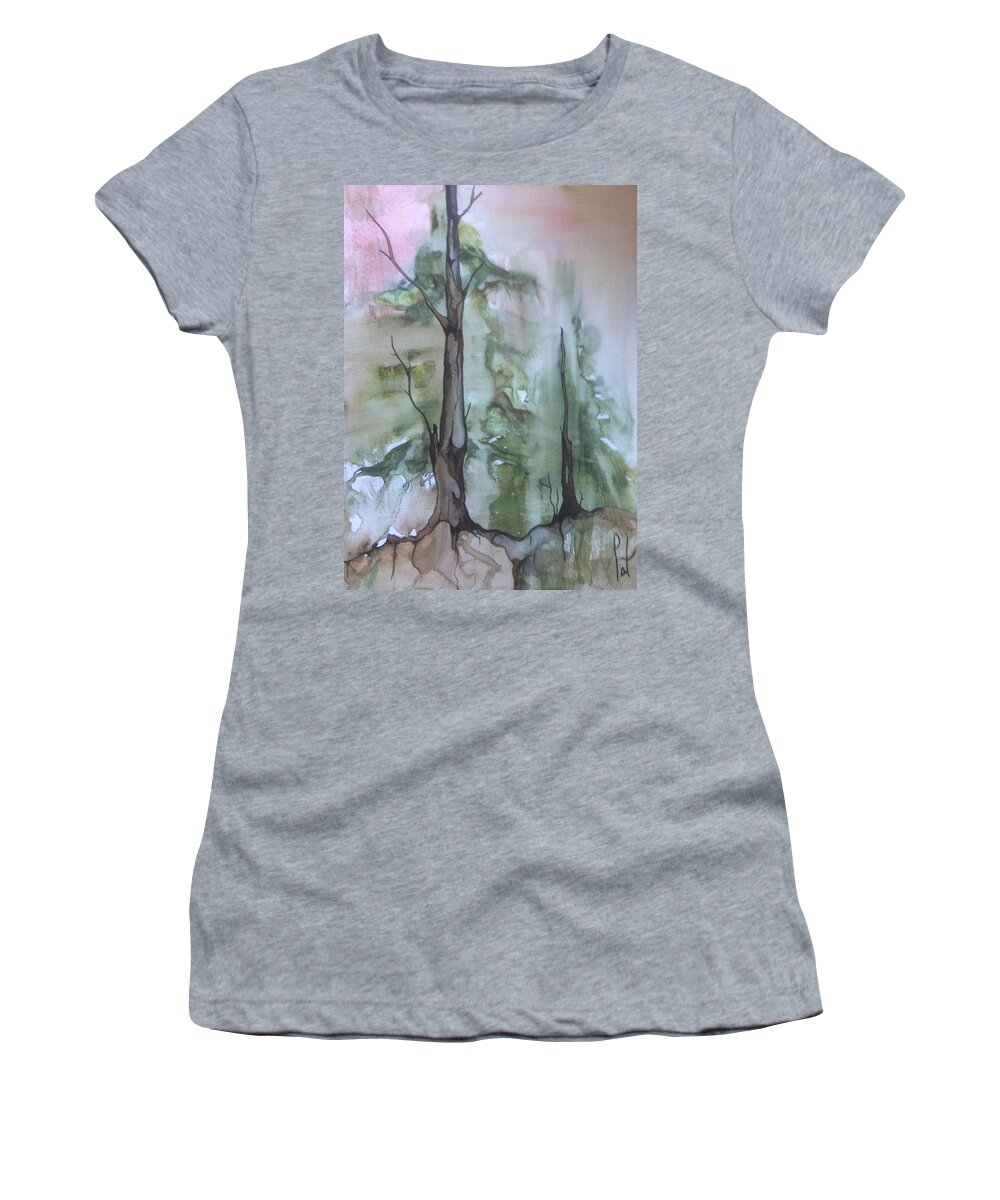 Tree Women's T-Shirt featuring the painting Jackfish lake by Pat Purdy