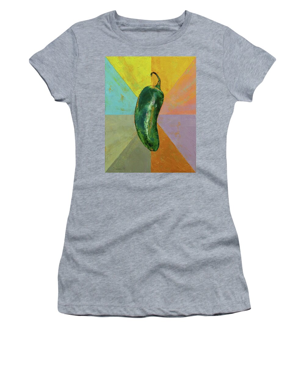 Abstract Women's T-Shirt featuring the painting Jalapeno by Michael Creese