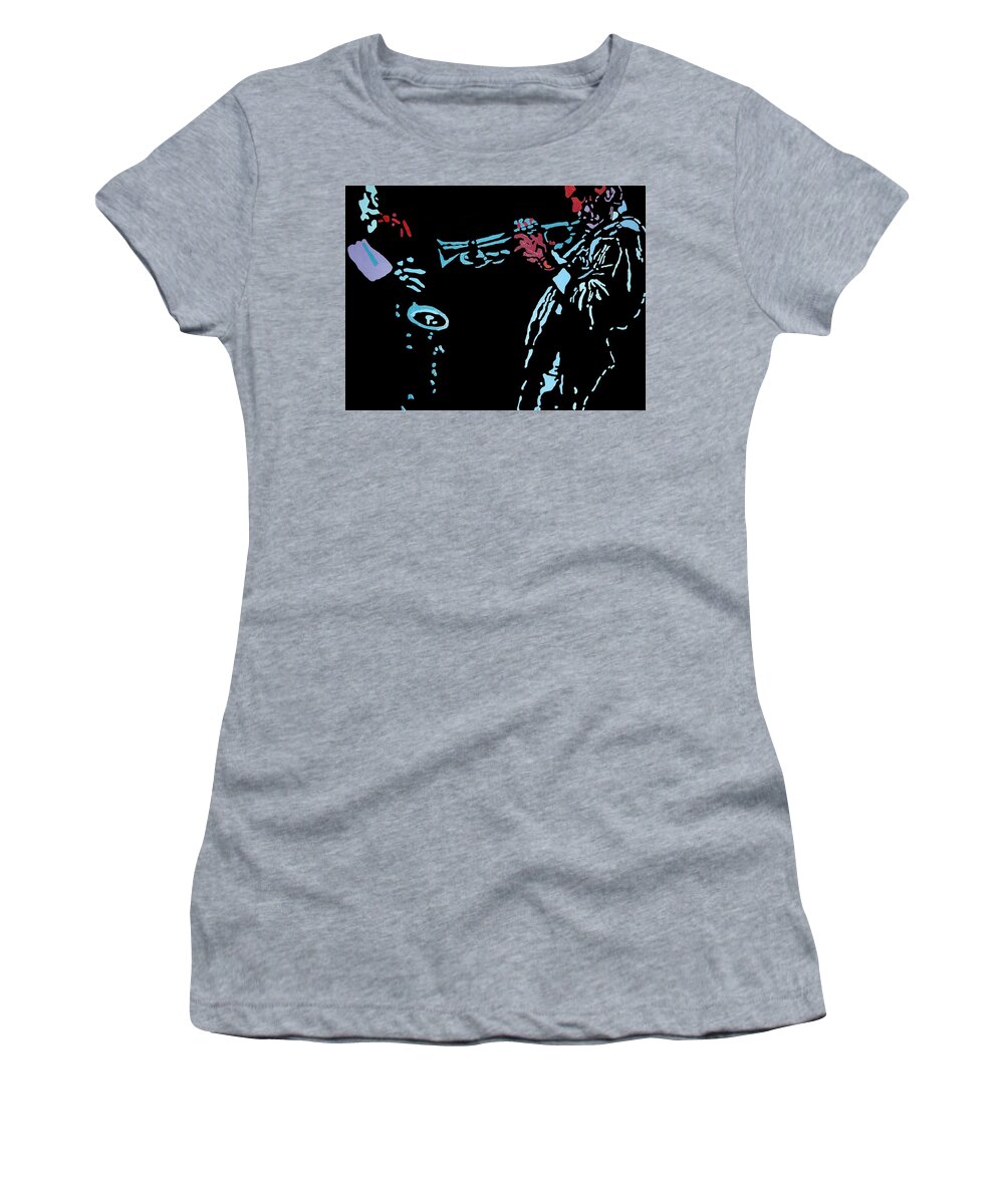 Abstract Women's T-Shirt featuring the painting Jazz Duo by Angelo Thomas