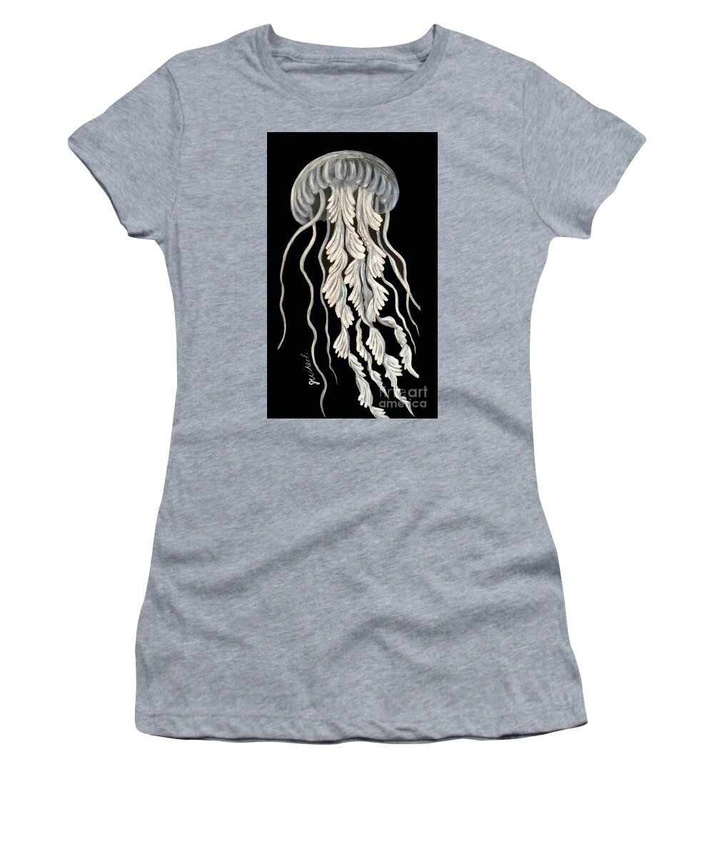 Jellyfish Women's T-Shirt featuring the painting Jellyfish by JoAnn Wheeler