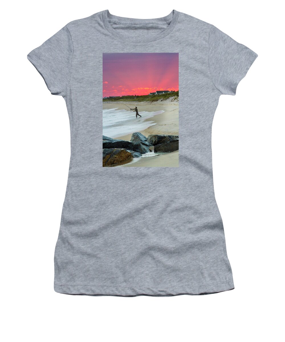 Jetty Women's T-Shirt featuring the photograph Jetty Four Fisherman by Robert Seifert
