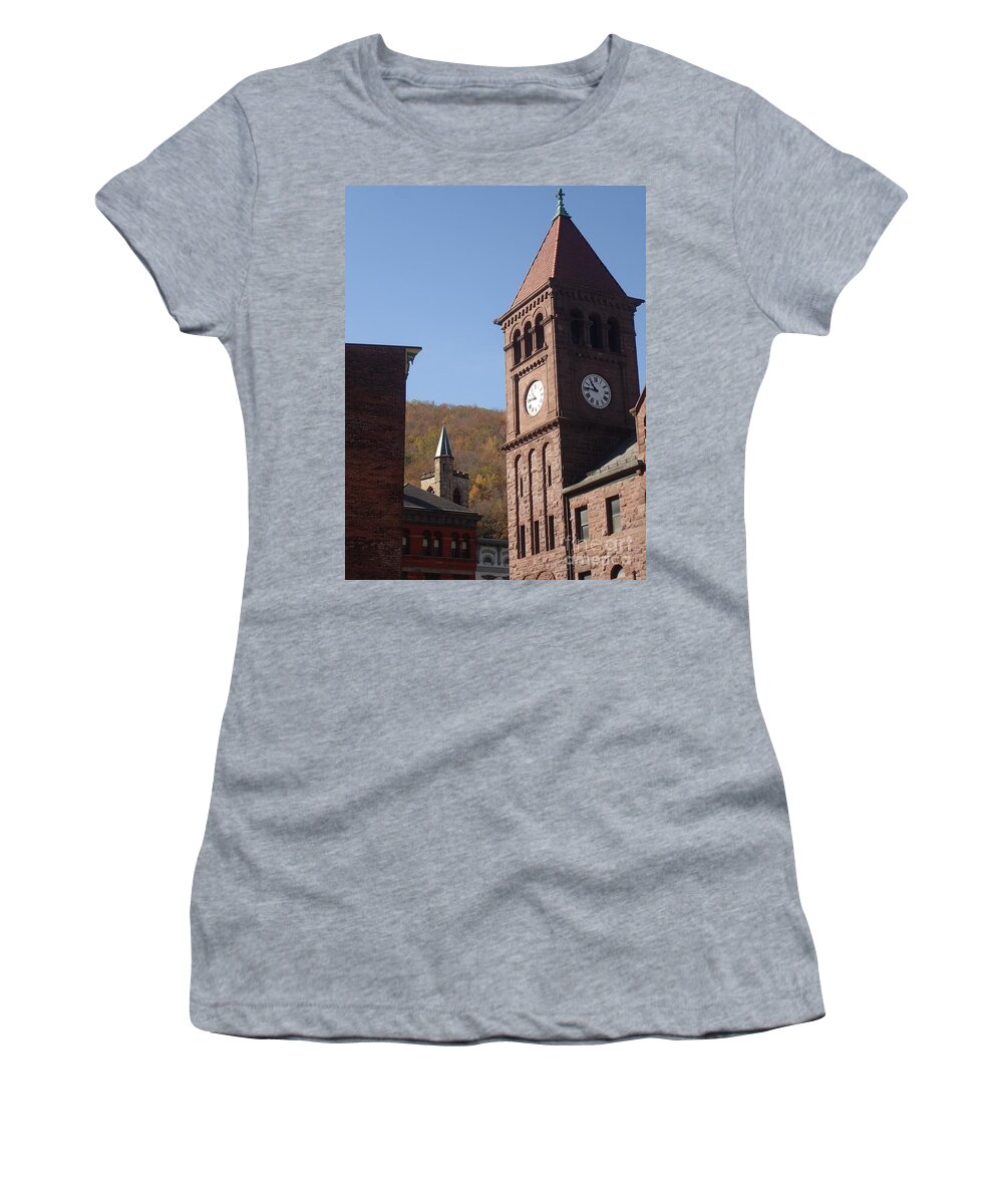 Americana Women's T-Shirt featuring the photograph Jim Thorpe rooftops by Christina Verdgeline