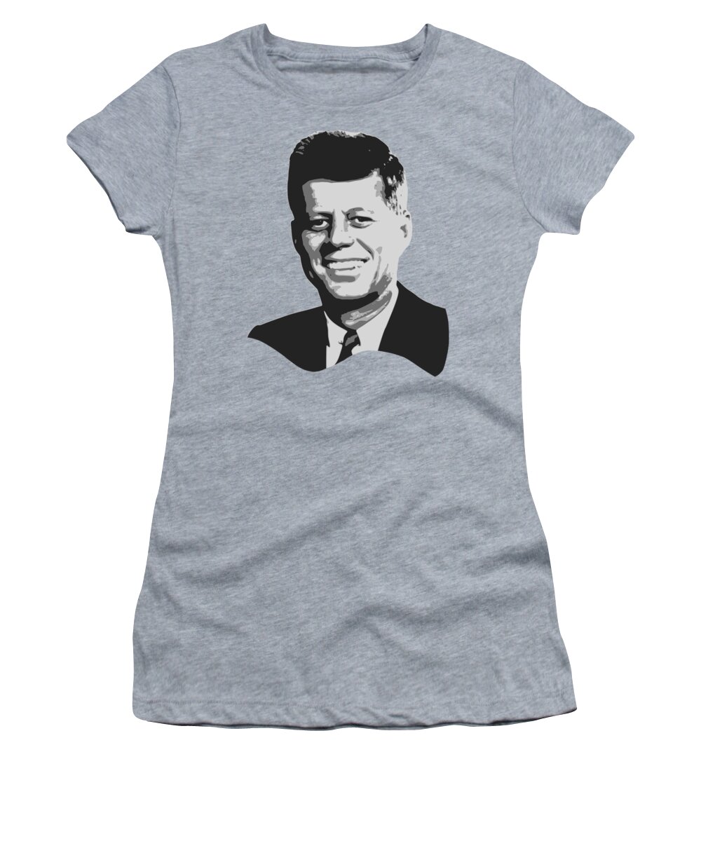 Jfk Women's T-Shirt featuring the digital art John F Kennedy Black And White Pop Art by Megan Miller