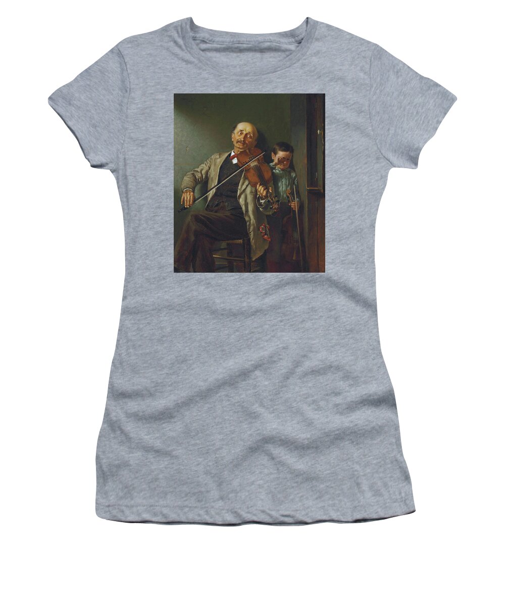 John George Brown Women's T-Shirt featuring the painting John George Brown The Duet 1882 by Movie Poster Prints