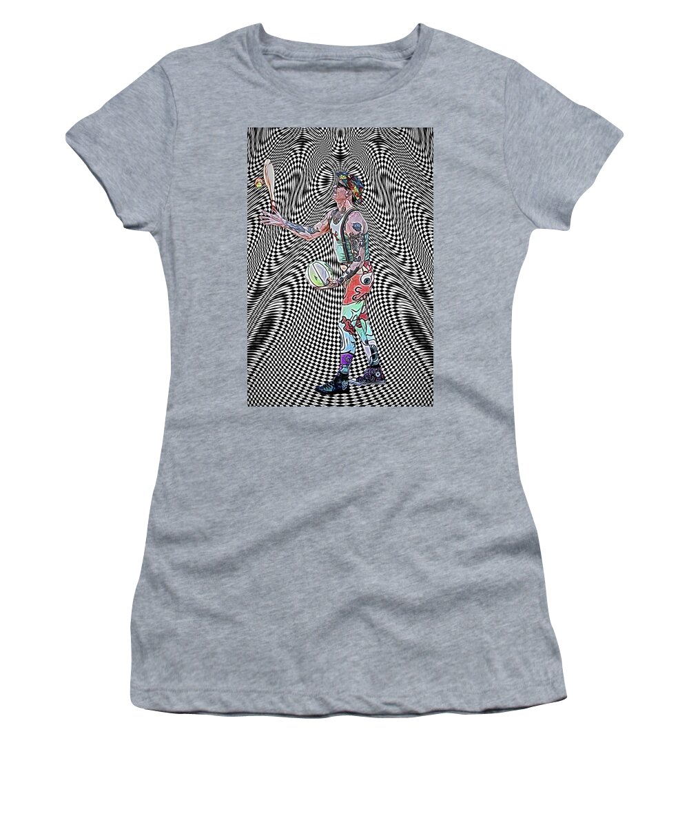 Juggle Women's T-Shirt featuring the digital art Juggler Vortex by John Haldane