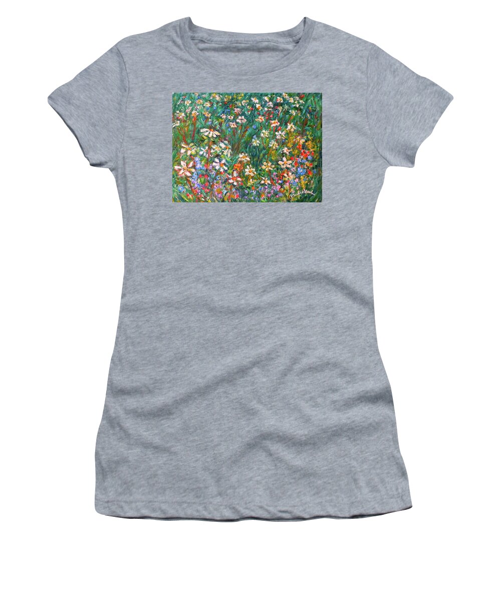 Kendall Kessler Women's T-Shirt featuring the painting Jumbled up Wildflowers by Kendall Kessler