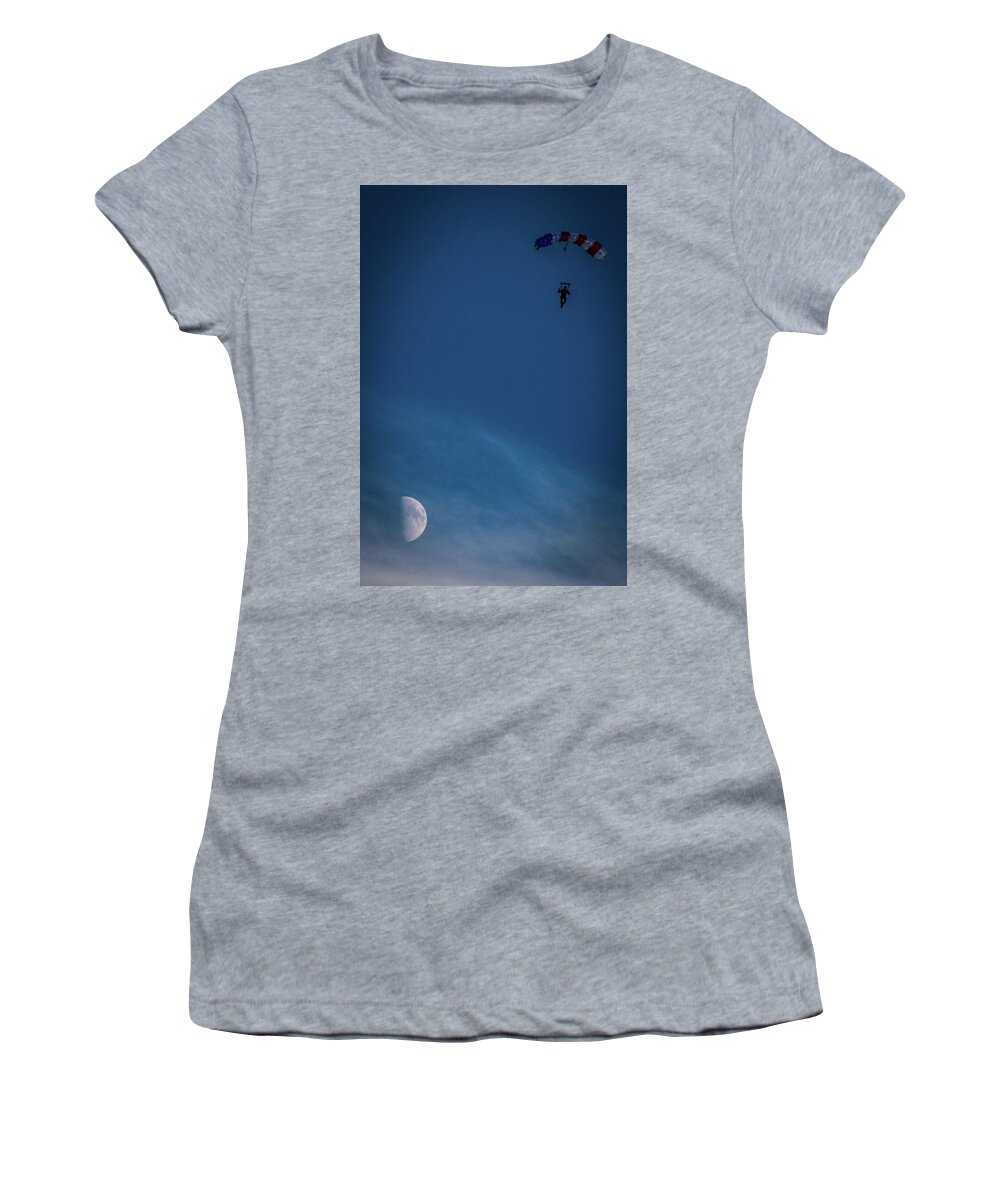 Moon Women's T-Shirt featuring the photograph Jump the Moon by Larkin's Balcony Photography