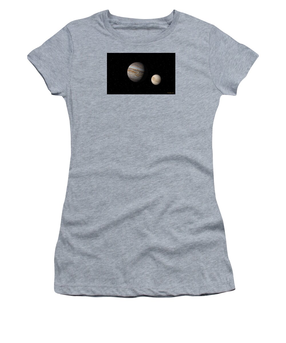 Spaceship Women's T-Shirt featuring the digital art Jupiter with IO and Europa by David Robinson