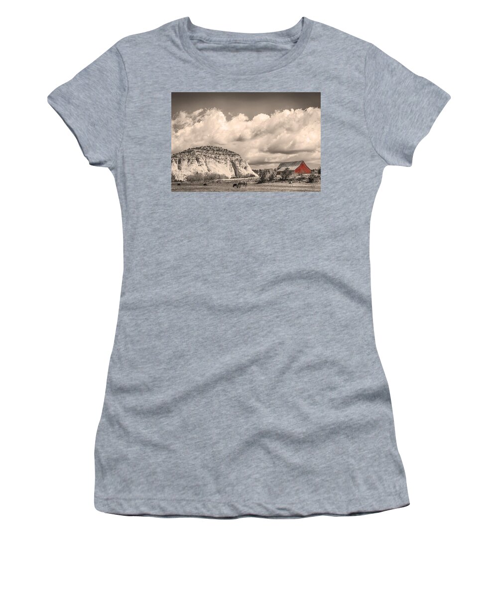 Barns Women's T-Shirt featuring the photograph Just an Old Western Landscape by James BO Insogna
