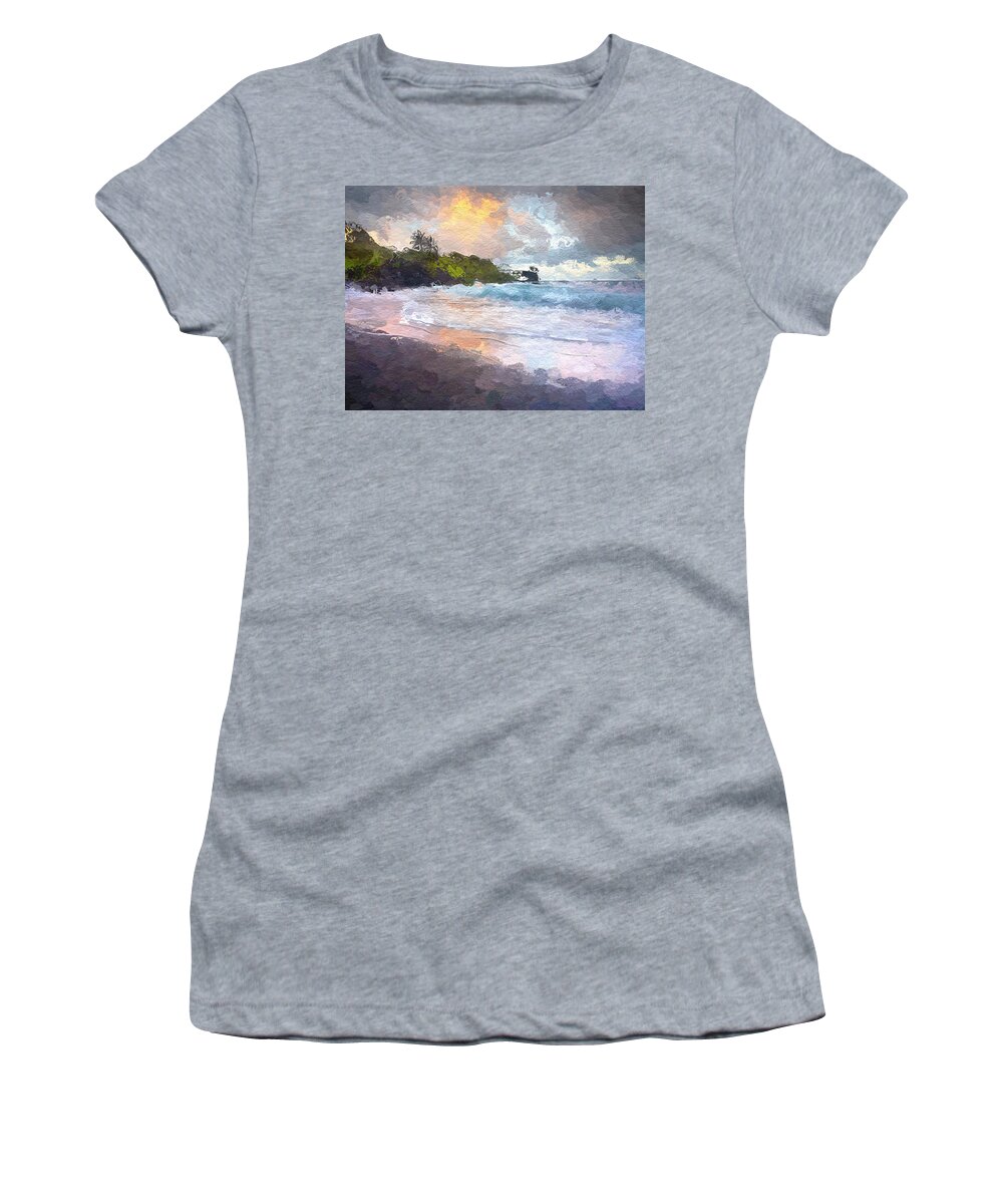 Anthony Fishburne Women's T-Shirt featuring the mixed media Just before sunrise by Anthony Fishburne