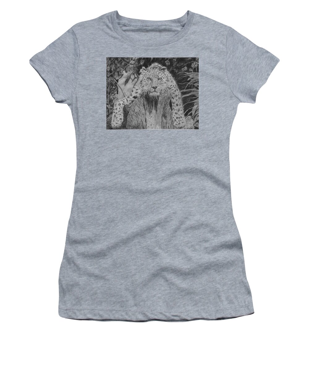 Jaguar Women's T-Shirt featuring the drawing Just Hanging Out by Quwatha Valentine