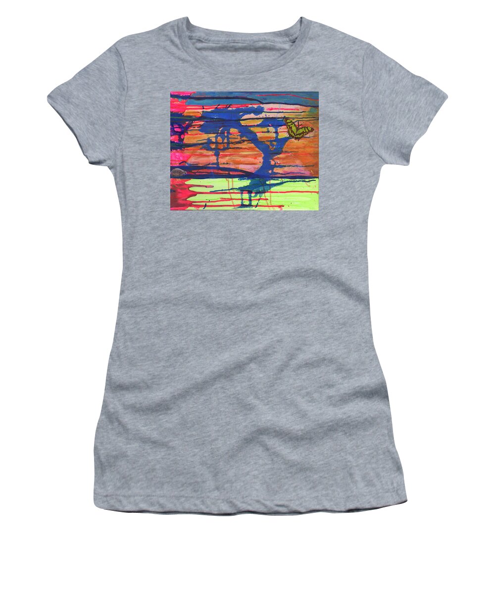 Collaboration Women's T-Shirt featuring the painting Juxta #7MP by Phil Strang