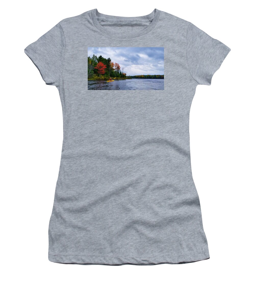 Kayaking Women's T-Shirt featuring the photograph Kayaking in Autumn by Brook Burling