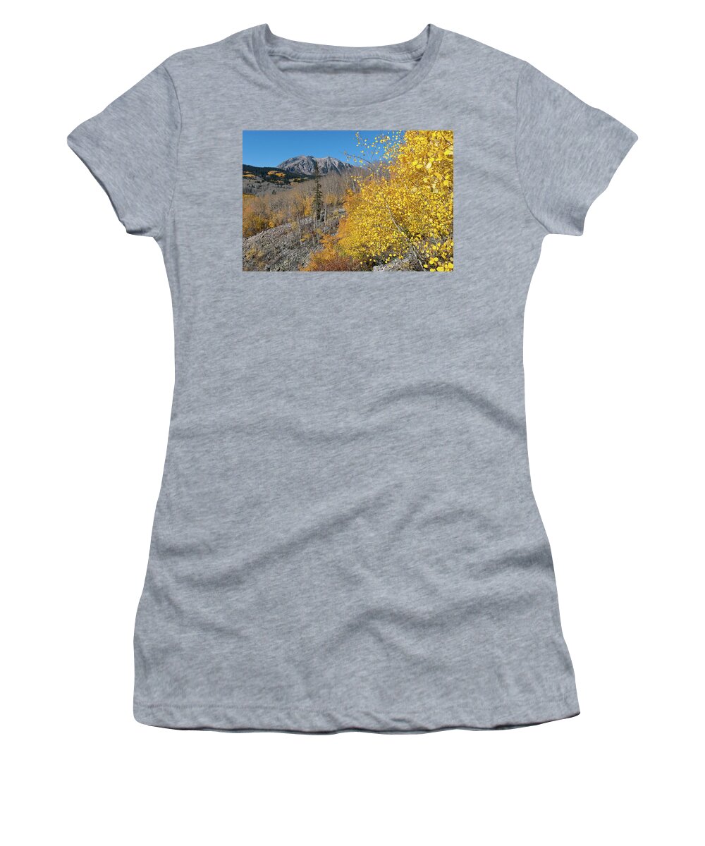 Kebler Pass Women's T-Shirt featuring the photograph Kebler Pass Autumn Mountain Landscape by Cascade Colors