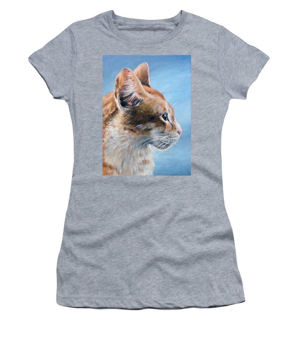 Acrylics Women's T-Shirt featuring the painting Keeping an Eye on You by Arie Van der Wijst