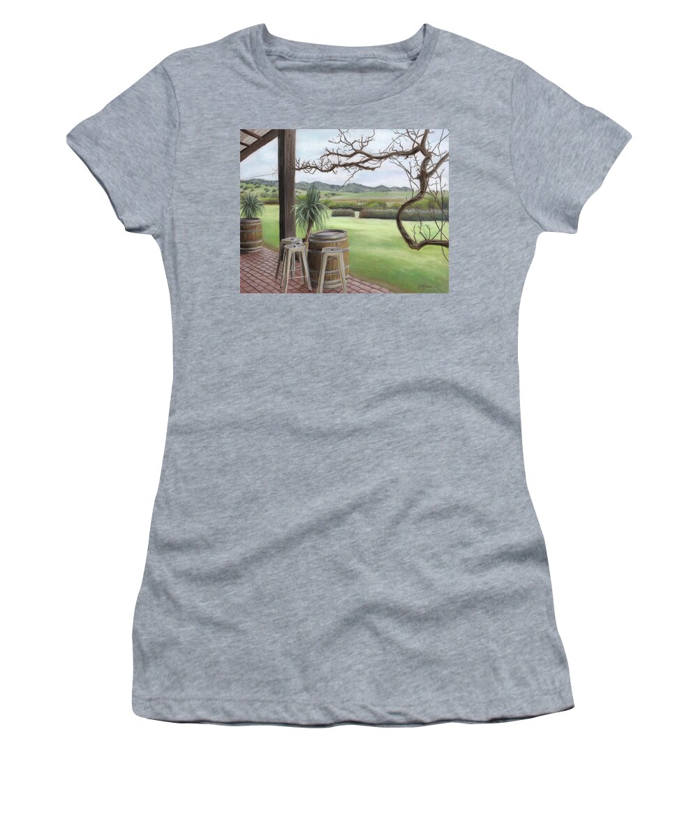 Vineyard Women's T-Shirt featuring the pastel Kellermeister View by Kirsty Rebecca
