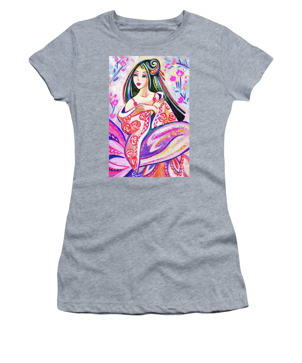 Sea Goddess Women's T-Shirt featuring the painting Kimono Mermaid by Eva Campbell