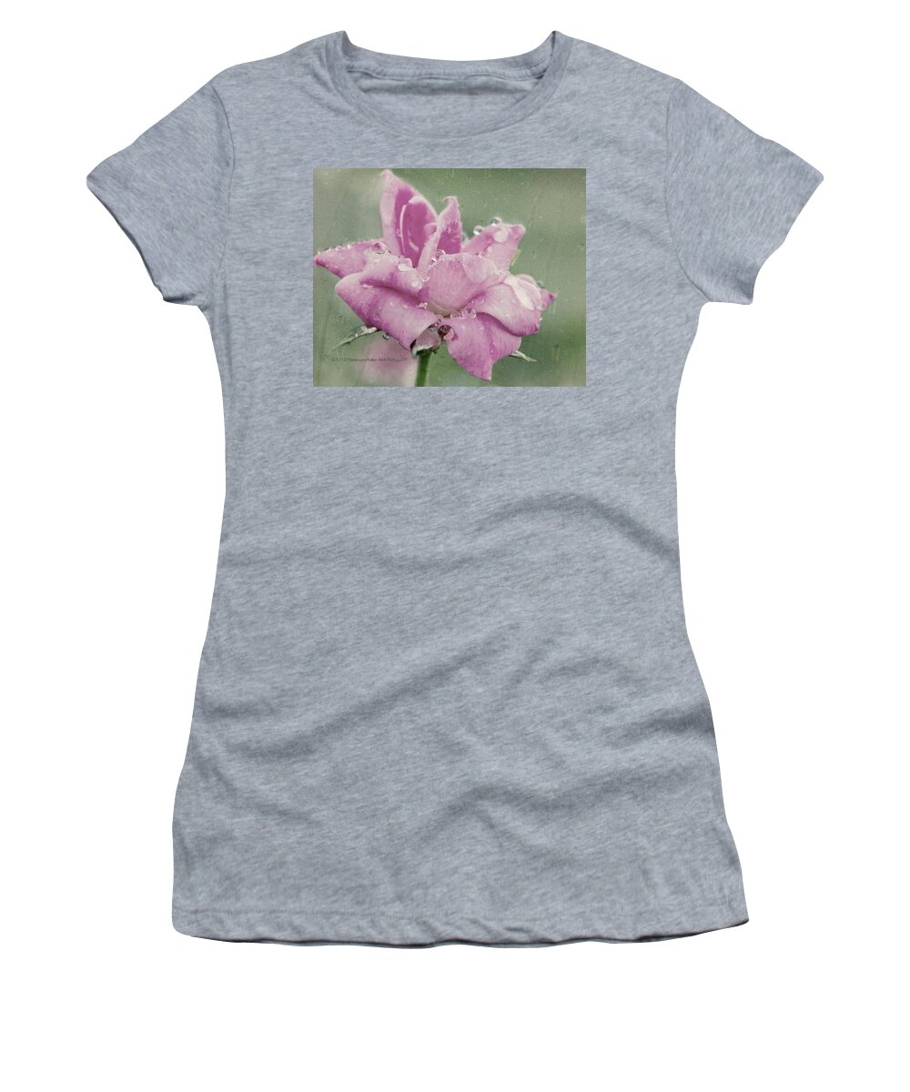 Floral Women's T-Shirt featuring the photograph Kissed by the Rain by Dianna Lynn Walker