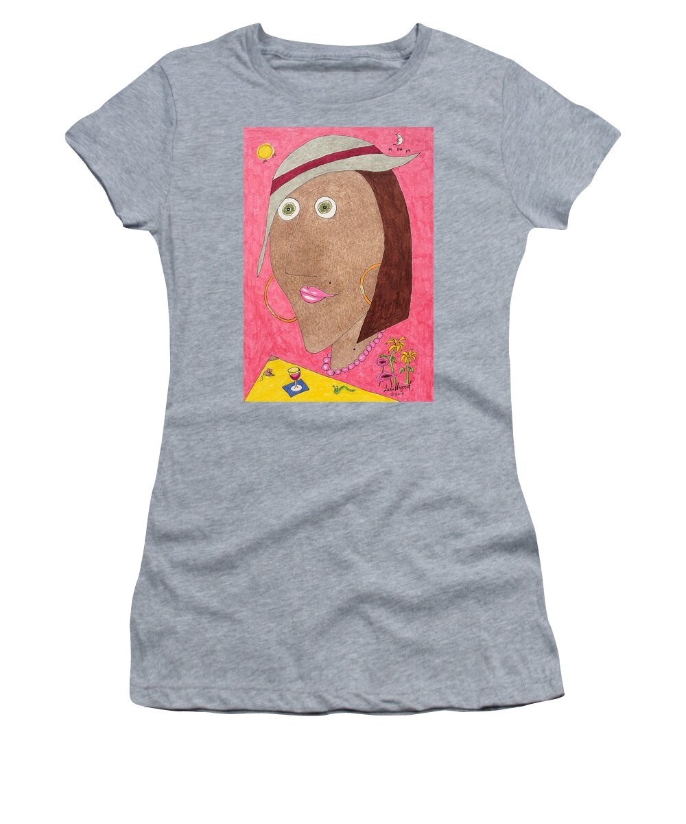  Women's T-Shirt featuring the painting Kiwi Eyes by Lew Hagood
