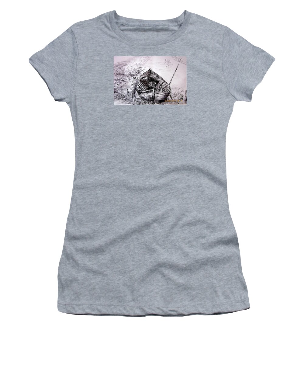 River Women's T-Shirt featuring the drawing Klotok by Jason Sentuf