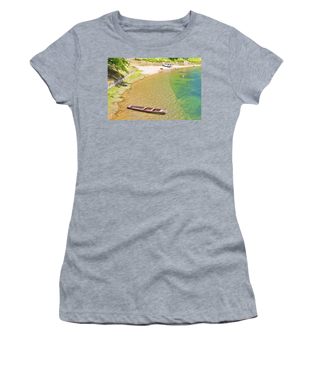 Korana Women's T-Shirt featuring the photograph Korana river beach in Karlovac by Brch Photography